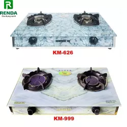 Bếp ga đôi kiếng cường lực đầu đốt đồng KAMACHI KM-626 màu H/E/M