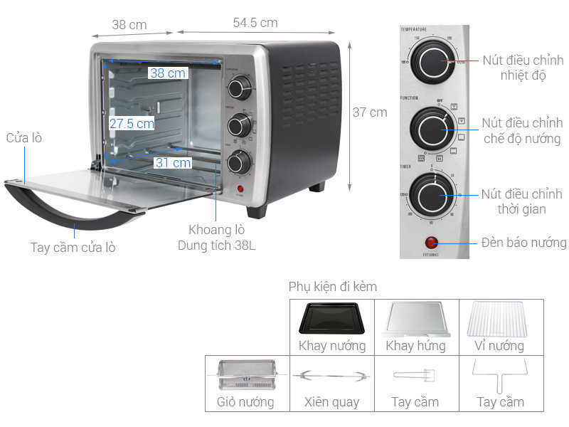 Lò Nướng Để Bàn Electrolux EOT38MXC-9