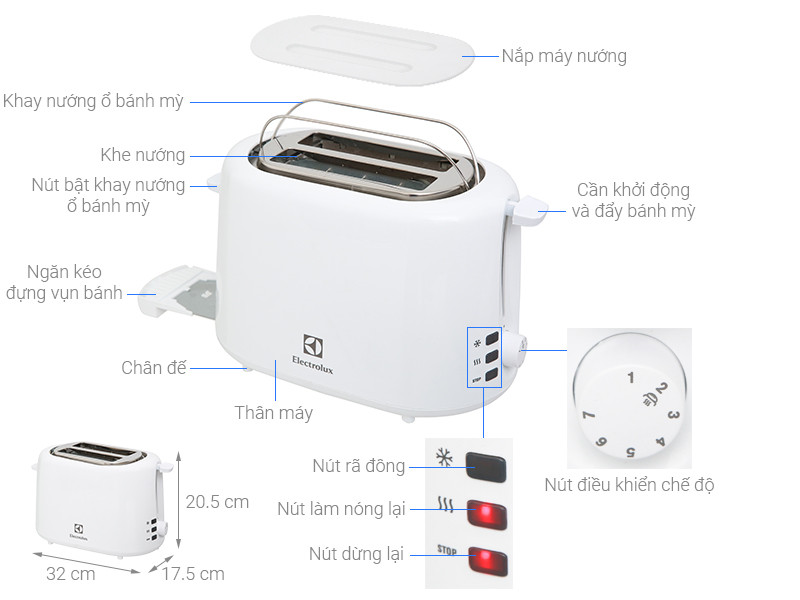 Lò Nướng Bánh Mì Electrolux ETS1303W-4