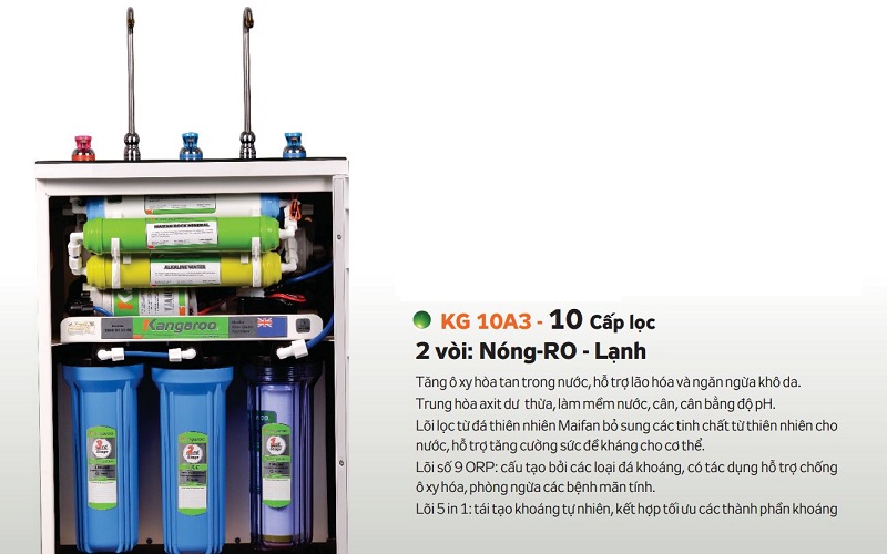 Máy lọc nước Kangaroo KG10A3 10 cấp lọc 2 vòi 3 chức năng nước -4