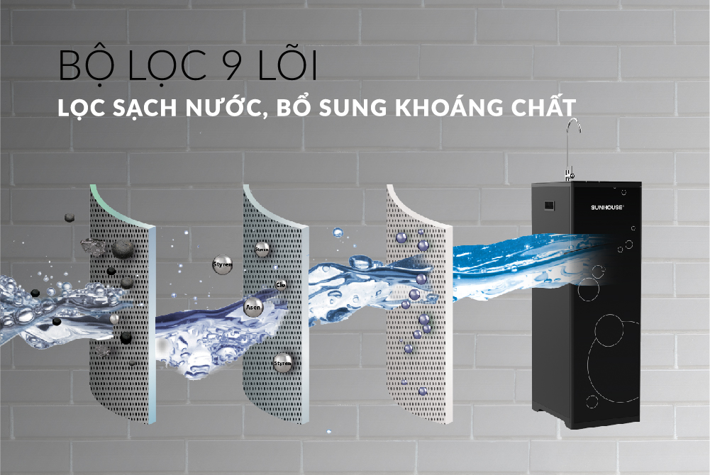 Máy lọc nước RO 9 lõi SUNHOUSE SHA8889K-5