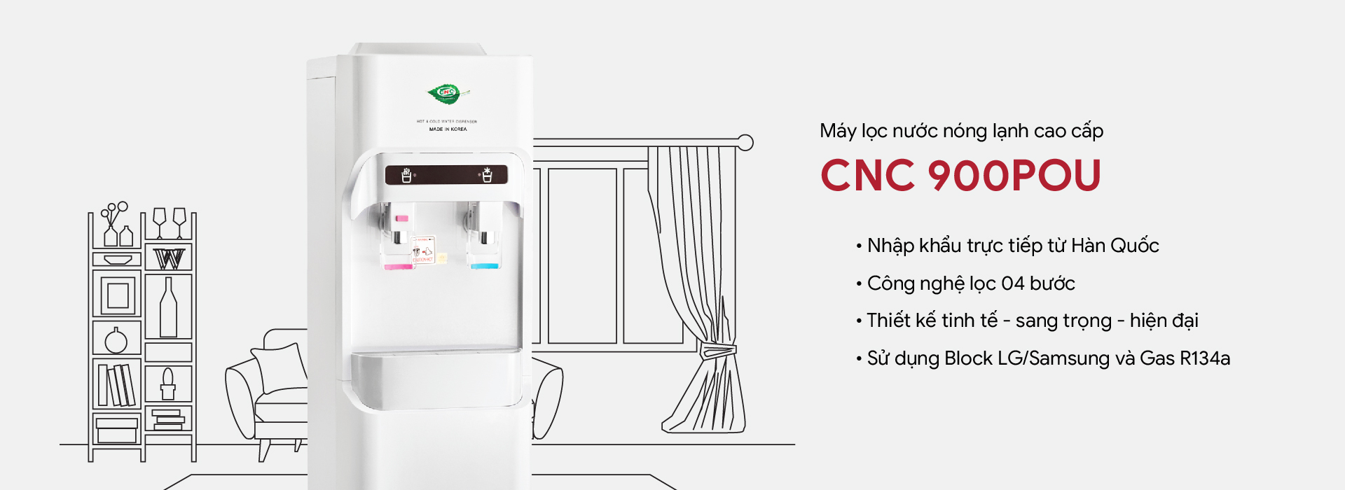 MÁY LỌC NƯỚC NÓNG LẠNH CNC900POU-4