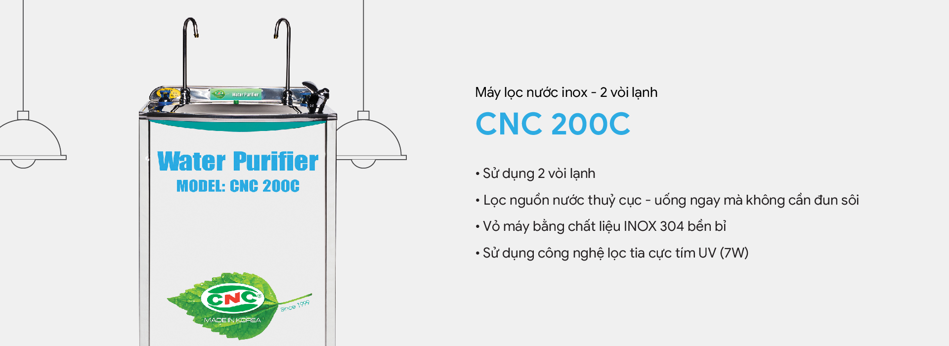 MÁY LỌC NƯỚC INOX - 2 VÒI LẠNH CNC200C-3