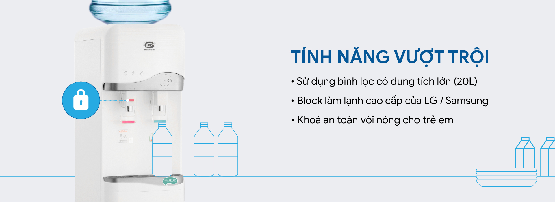 MÁY ÚP BÌNH NÓNG LẠNH CNC9000HC-7