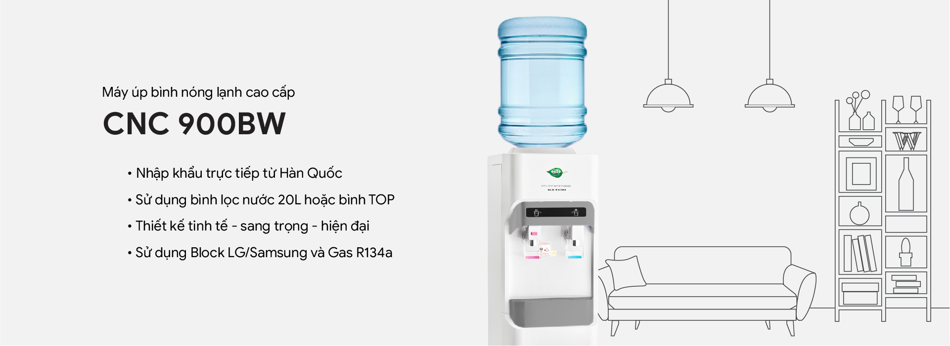 MÁY ÚP BÌNH NÓNG LẠNH CNC900BW-2
