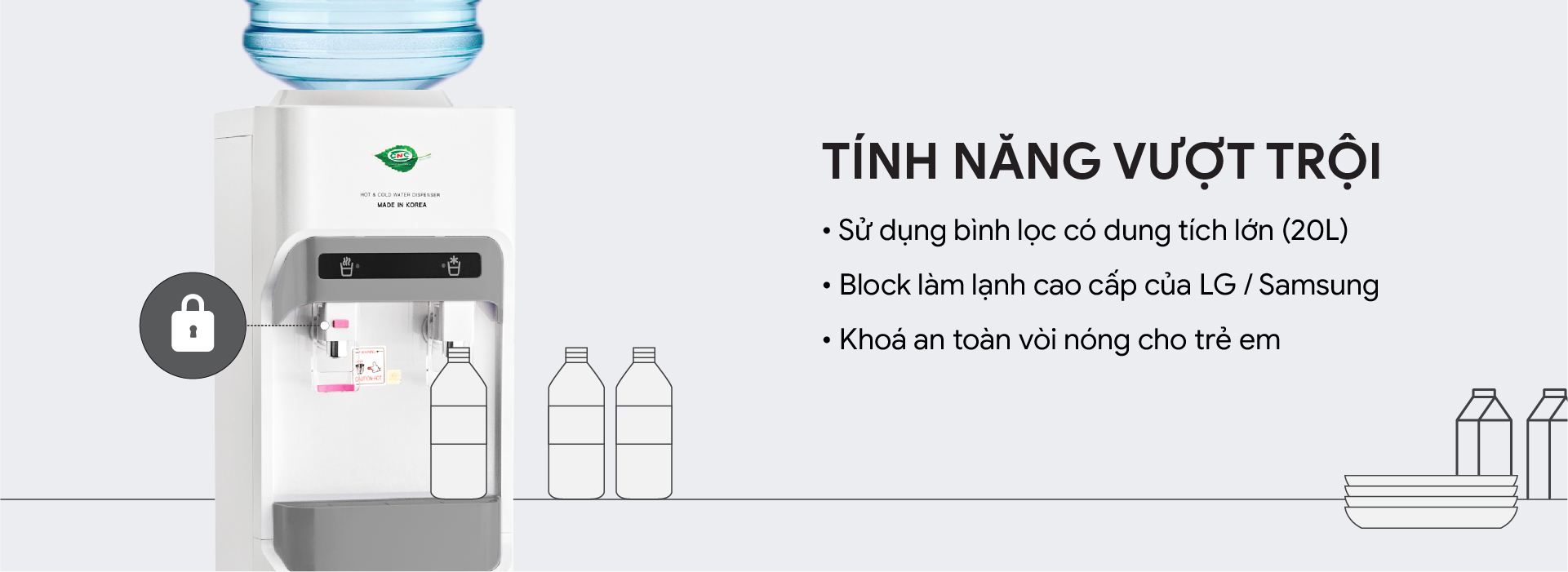 MÁY ÚP BÌNH NÓNG LẠNH CNC900BW-3