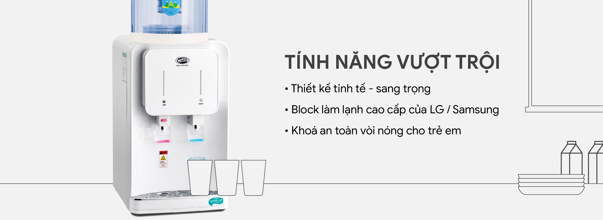 MÁY ÚP BÌNH NÓNG LẠNH CNC815HC-3