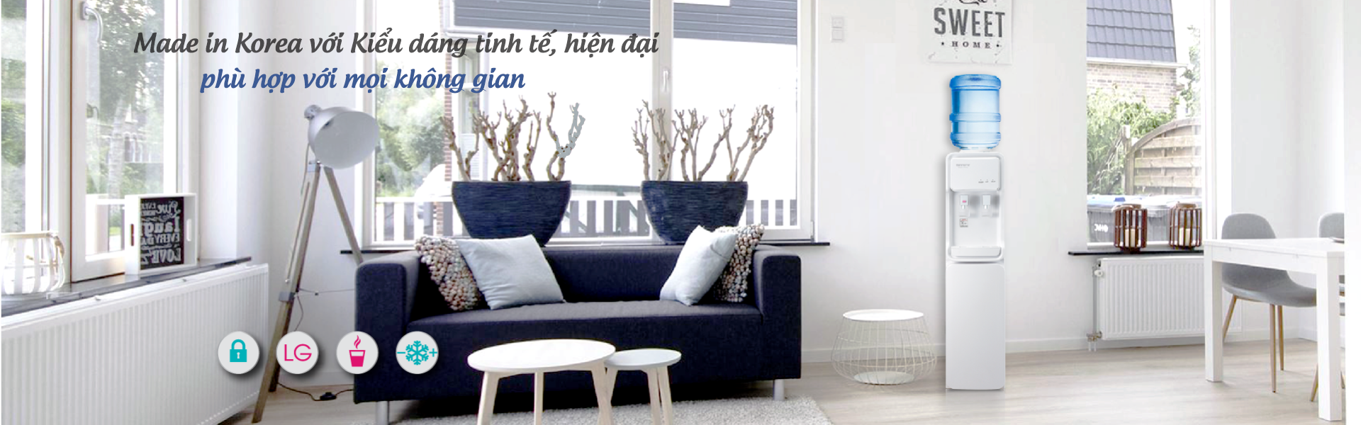 CÂY NƯỚC NÓNG LẠNH ÚP BÌNH KORIHOME WDK-855-1