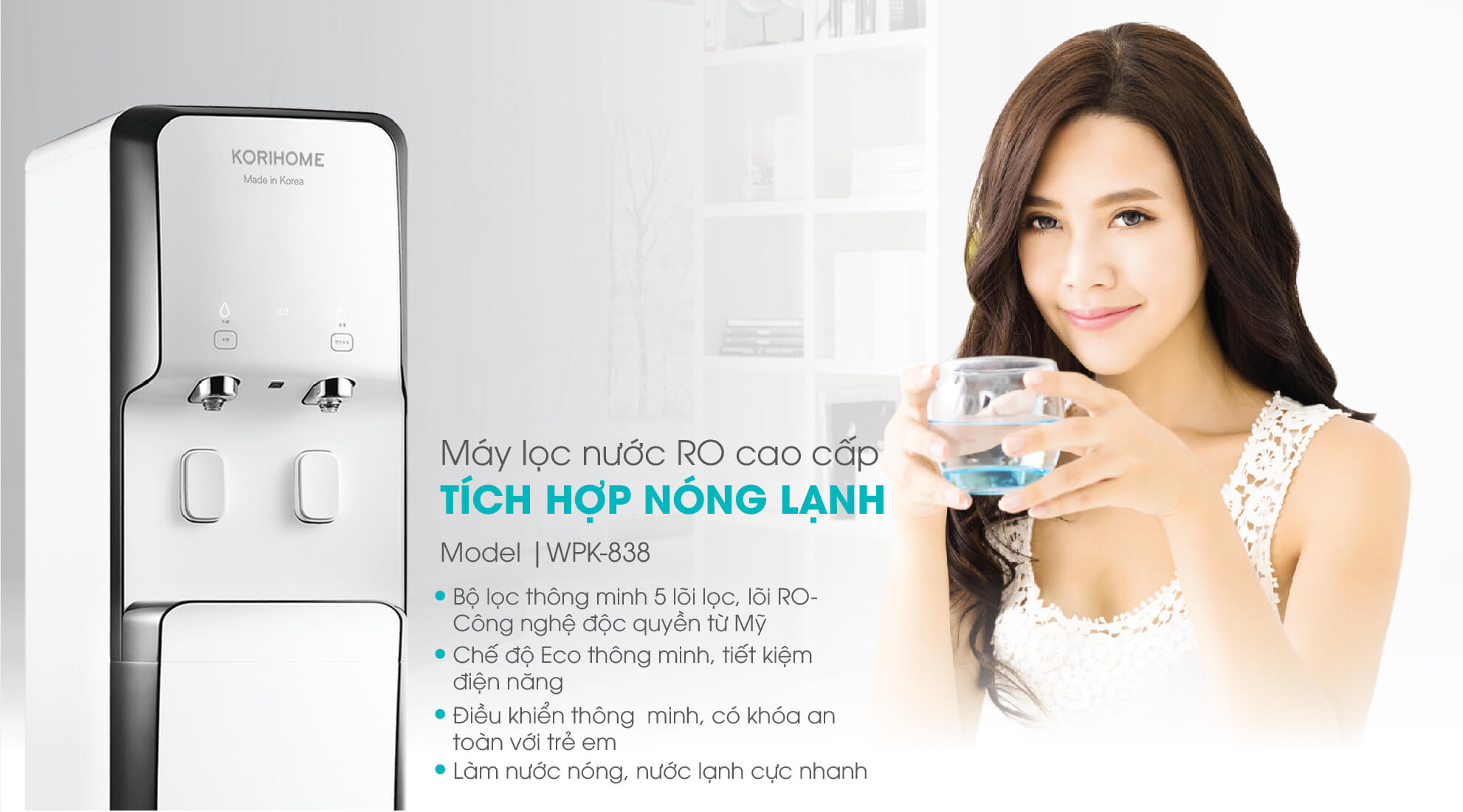 MÁY LỌC NƯỚC NÓNG LẠNH KORIHOME WPK-838-1