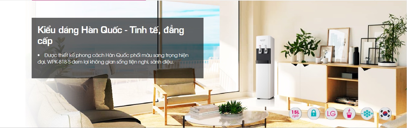 Máy lọc nước tích hợp nóng lạnh Hàn Quốc Korihome WPK-818-S-2