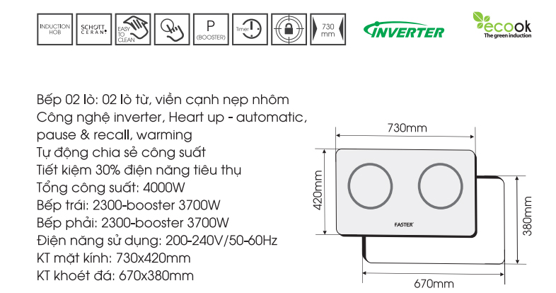 BẾP TỪ FASTER FS 742G-2