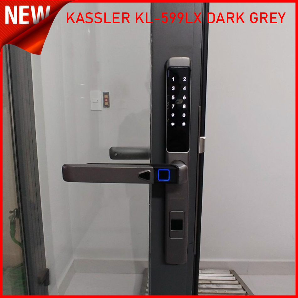 KHÓA CỬA NHÔM VÂN TAY KASSLER KL-599LX DARK GREY MẶT 1