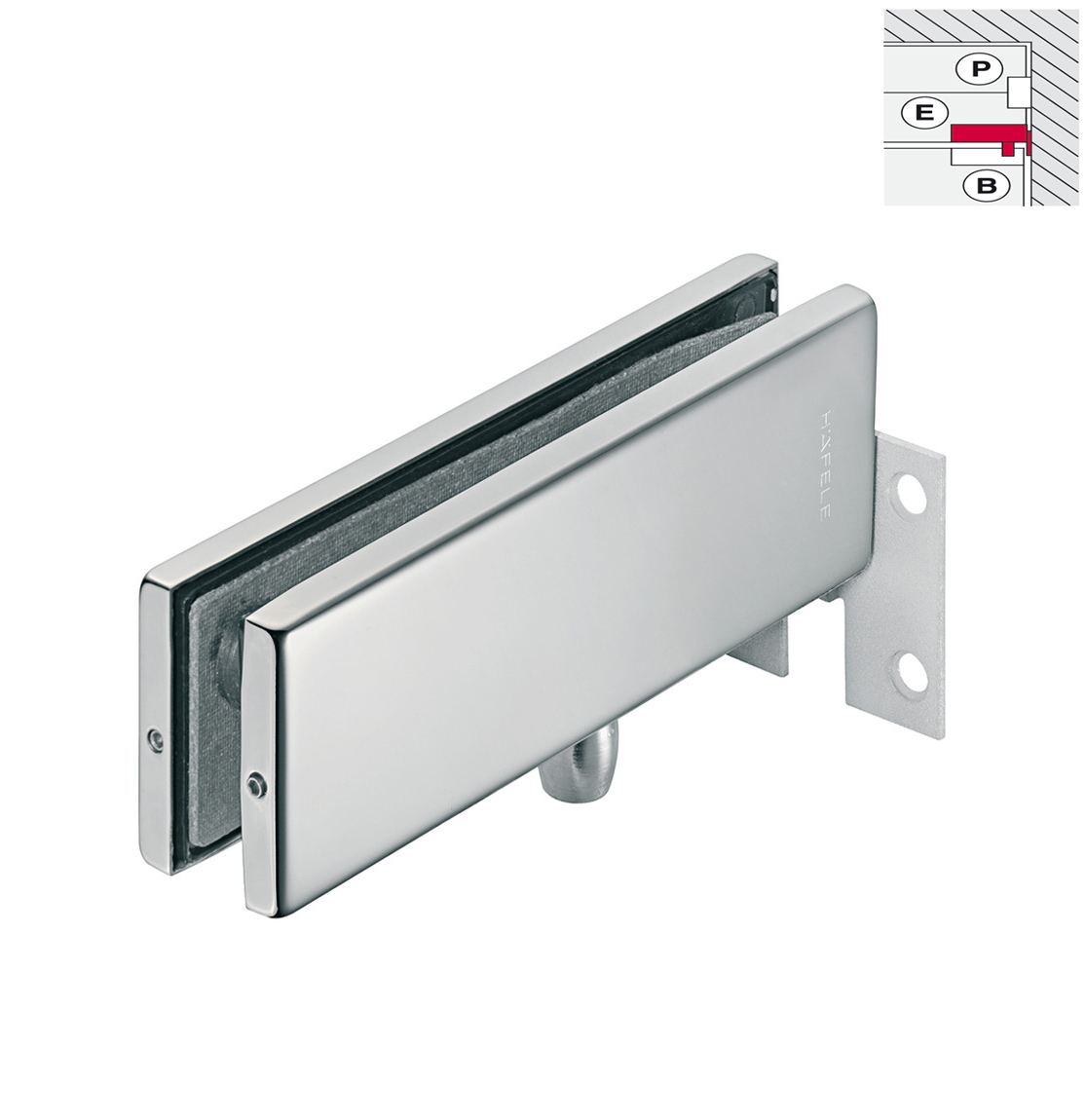 Kẹp Kính Gắn Trên Khung Gắn Tường Inox Mờ Hafele 981.00.110