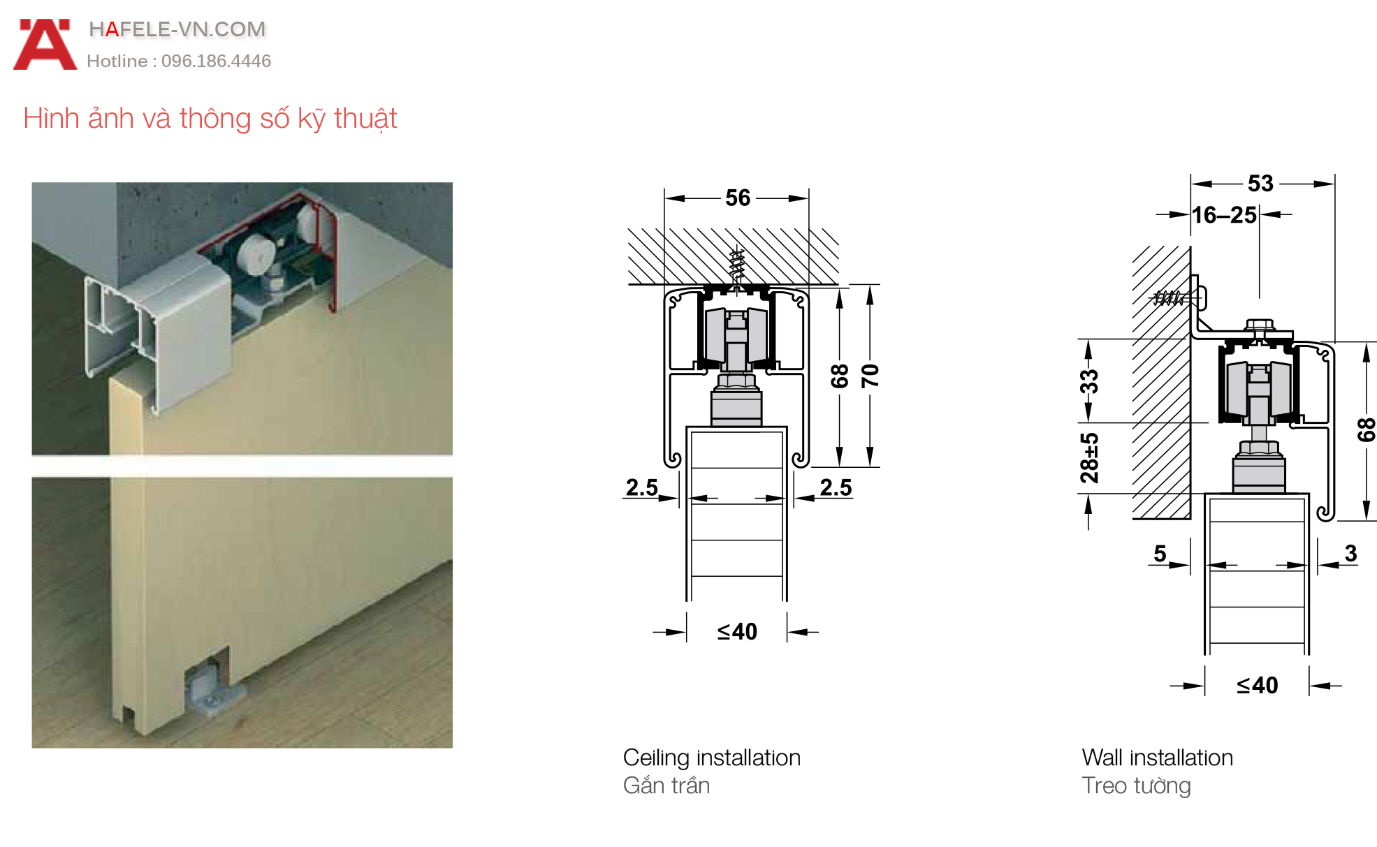 kỹ thuật Hafele Slido Classic 120p