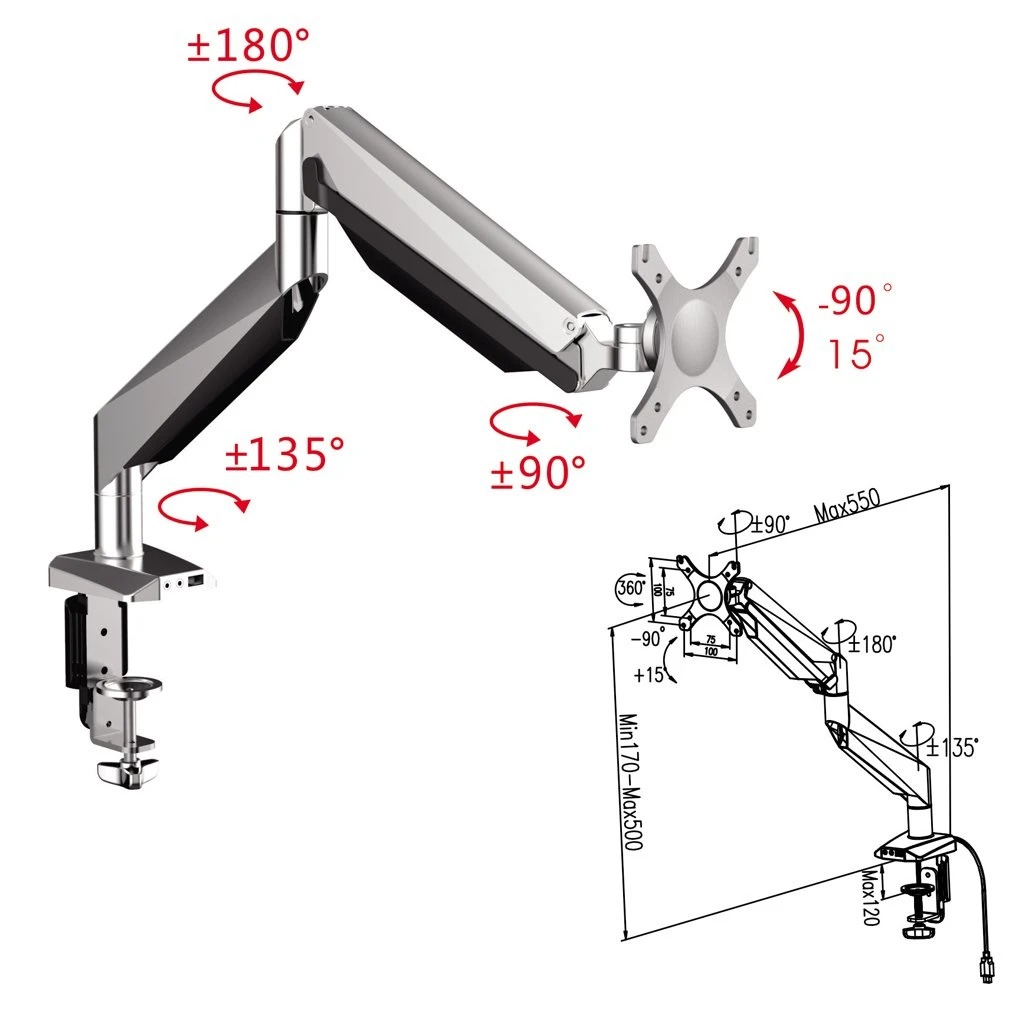 Tay Treo Màn Hình Đơn Hafele 818.70.930