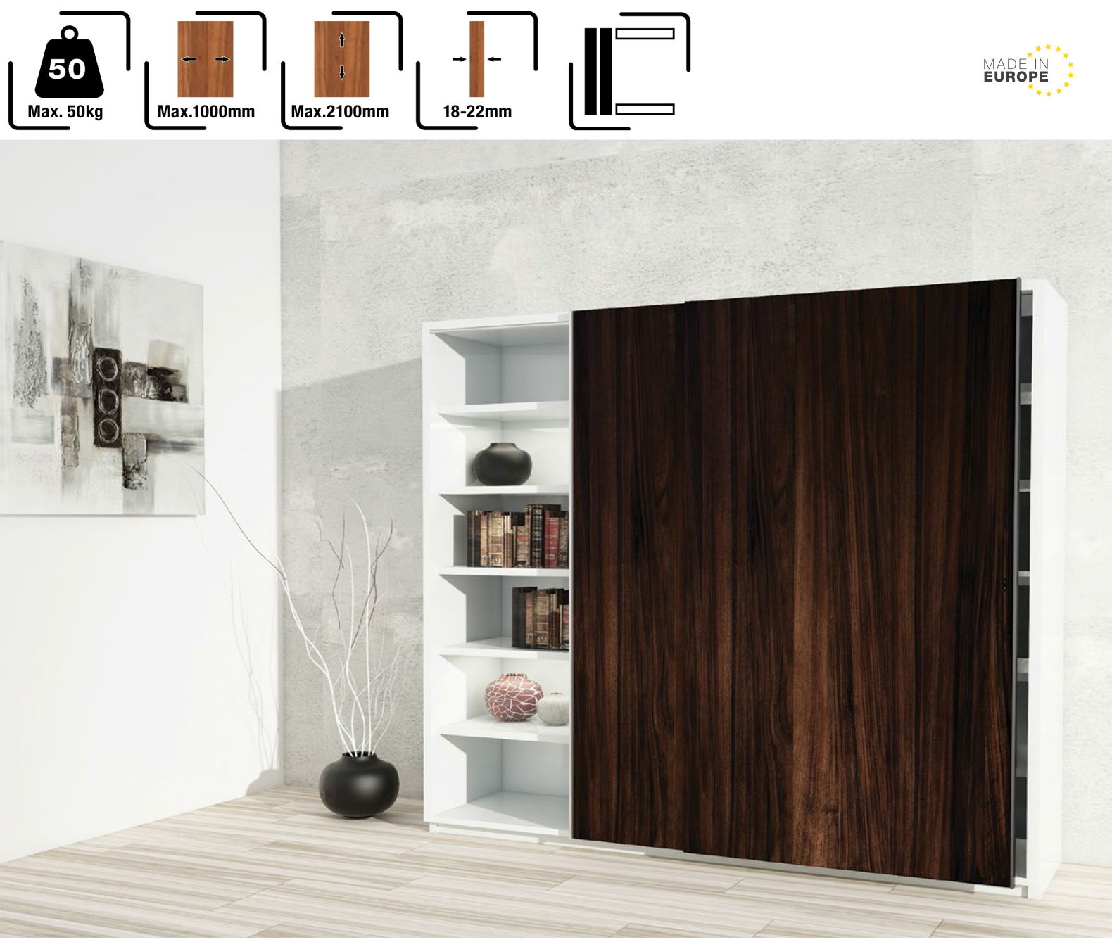 Phụ Kiện Cửa Trượt Tủ Slido Classic 50VFSR Hafele 400.51.400