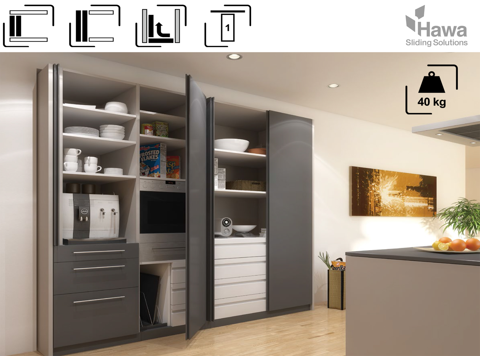 Bộ Phụ Kiện Cửa 40Kg Concepta Hafele 408.30.047