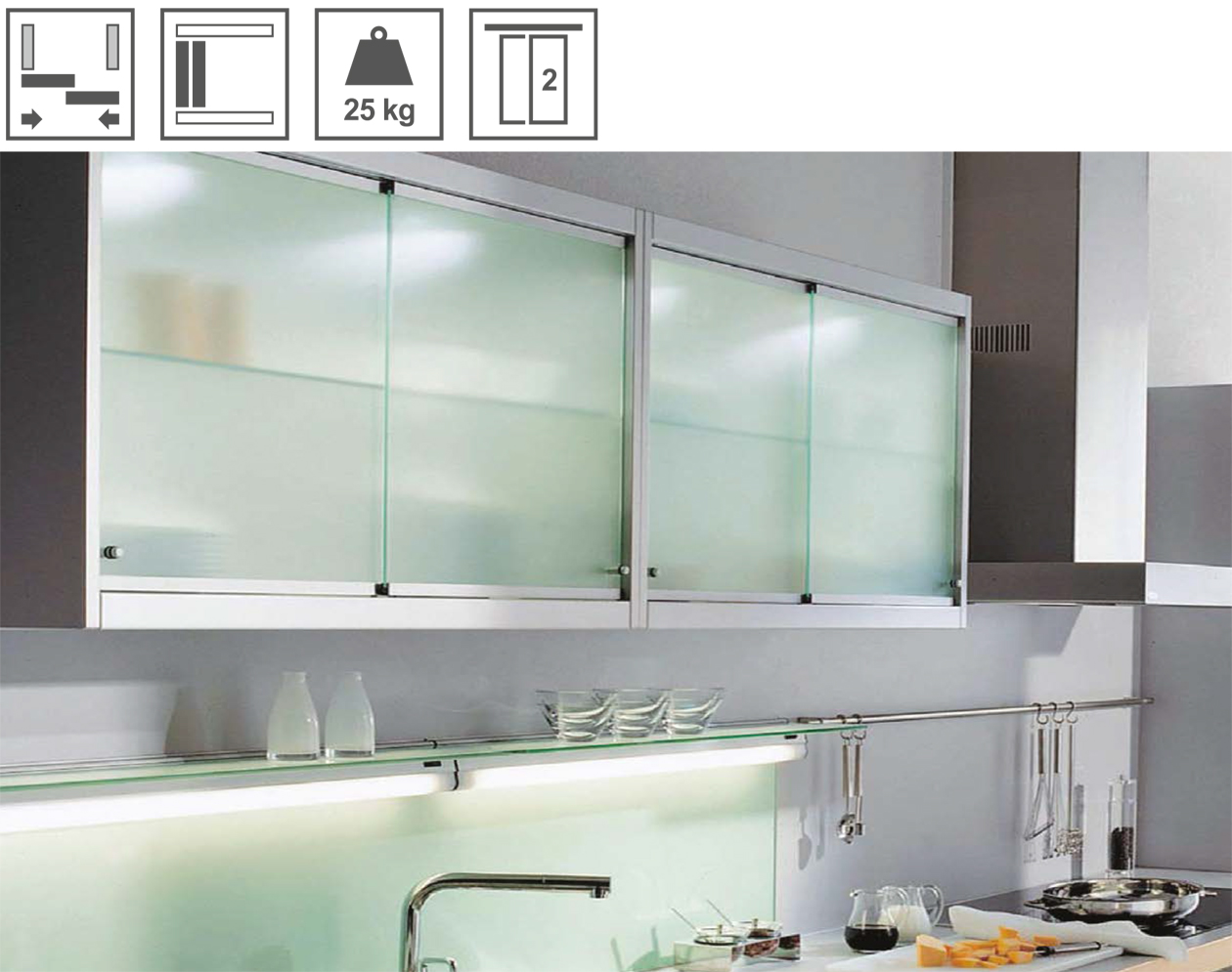 Bộ Phụ Kiện Cửa Trượt Tủ Kính Hafele Slido Design 25IFG