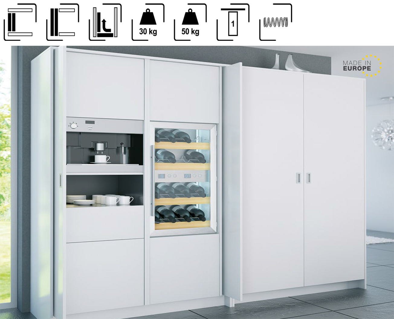 Phụ Kiện Cửa Trượt Finetta Spinfront 30/50 1D Hafele 408.45.020