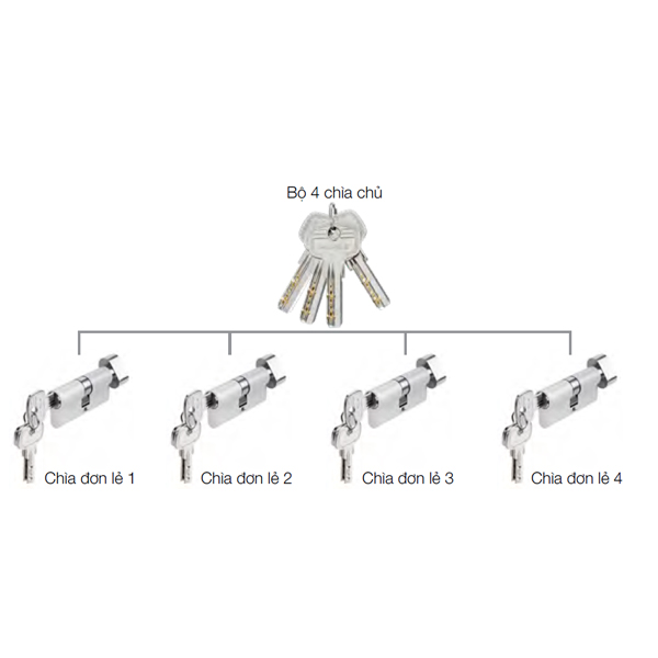Bộ 4 Ruột Khóa Chìa Chủ Một Cấp Hafele 489.56.411
