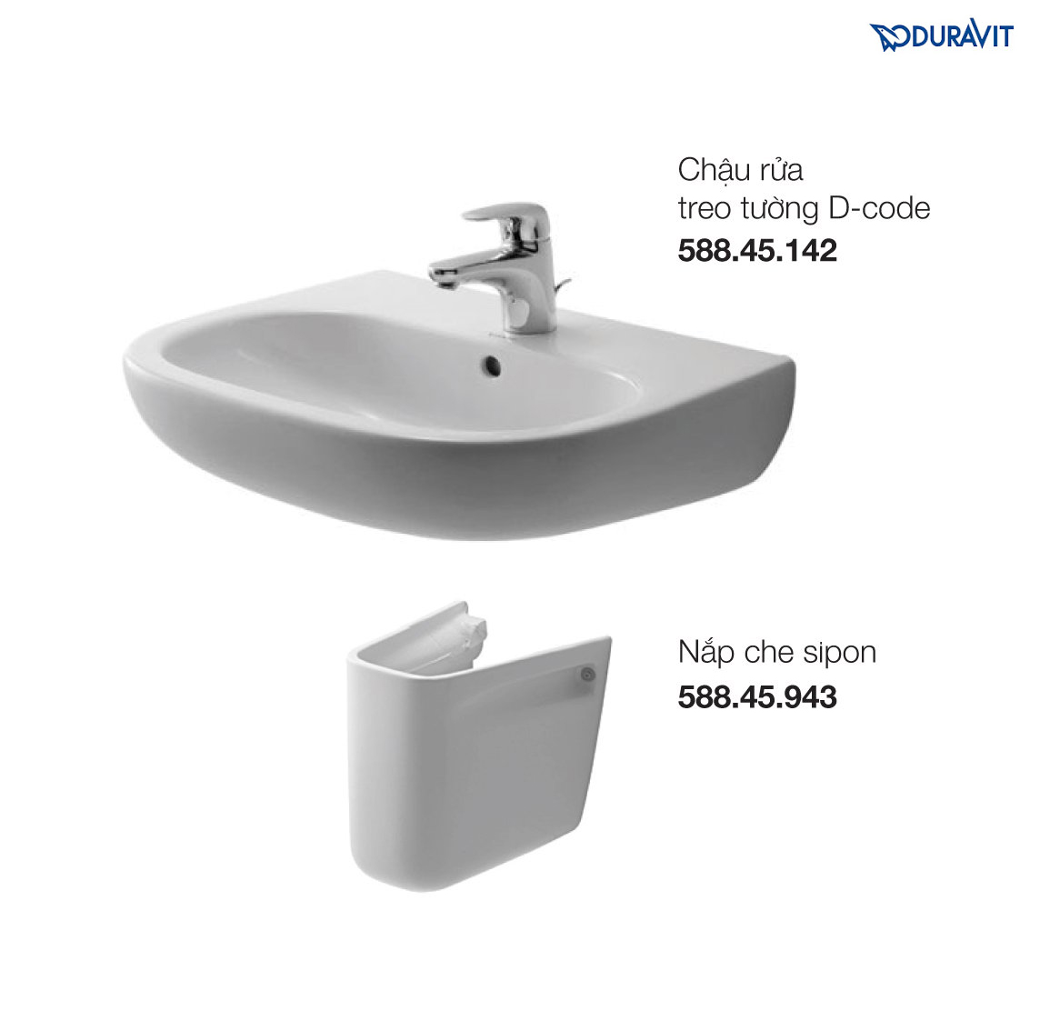 Chậu Rửa Lavabo Treo Tường D-code Duravit 588.45.147