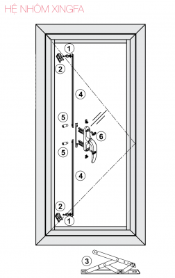 Phụ Kiện Cửa Sổ Mở Quay Ra Ngoài Nhôm Xingfa Hafele WDOP111