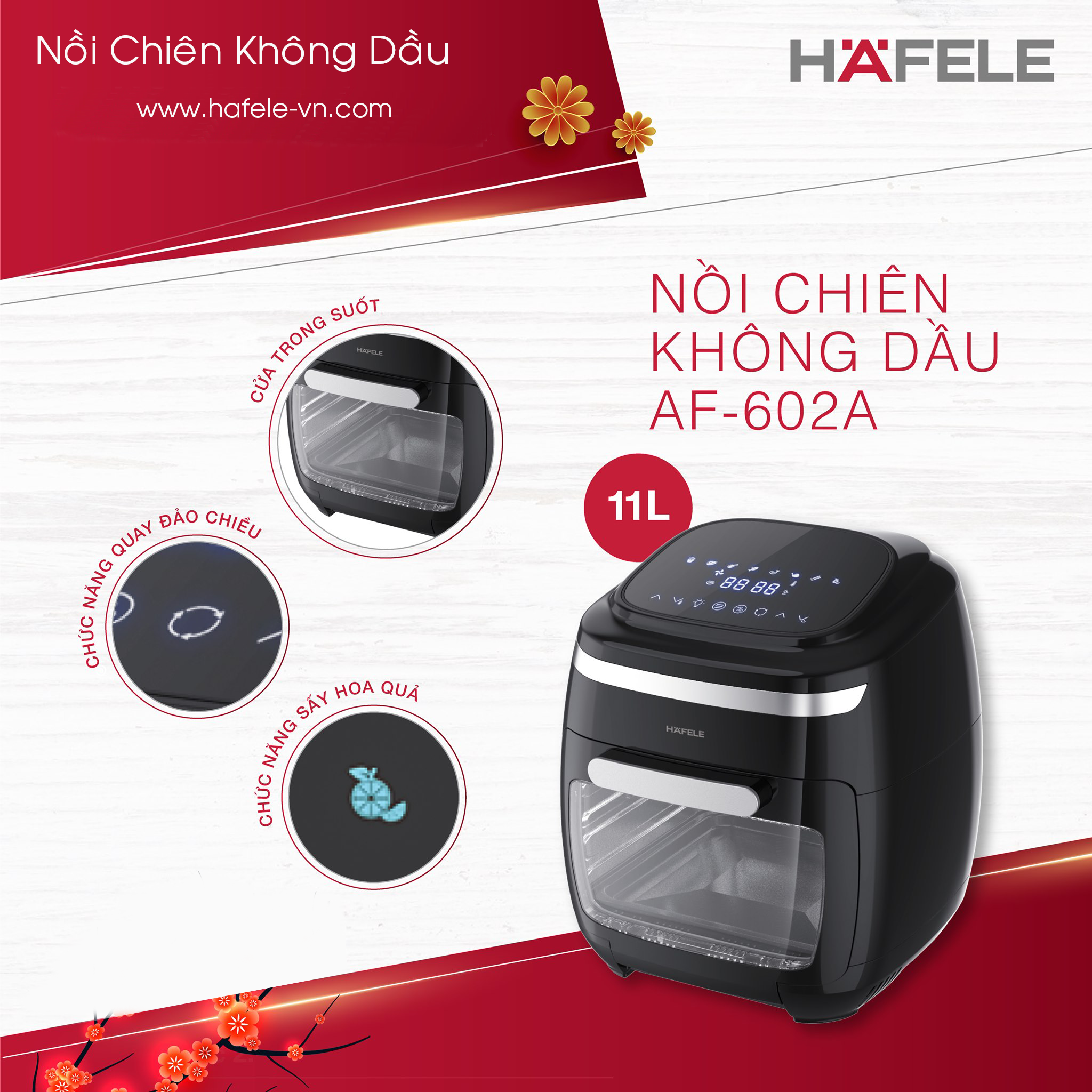 Nồi Chiên Không Dầu 11L AF-602A Hafele 535.43.711