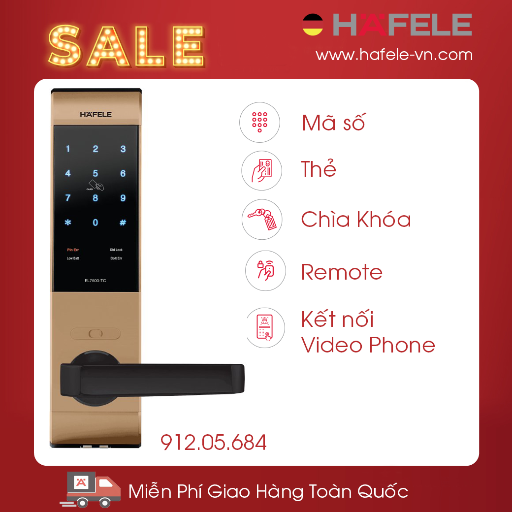 Khóa Điện Tử Thân Nhỏ EL7500-TC Hafele 912.05.684