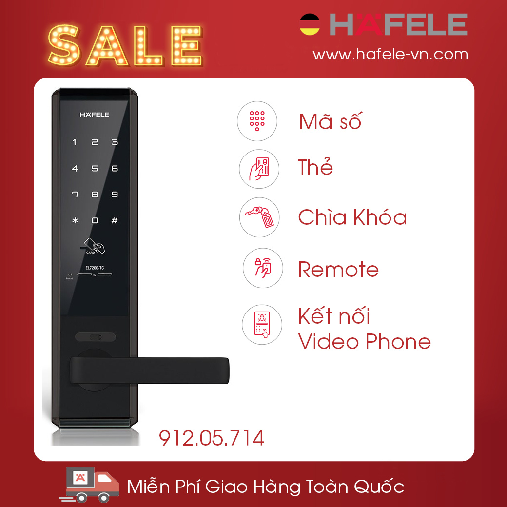Khóa Điện Tử Thân Nhỏ EL7200-TC Hafele 912.05.714