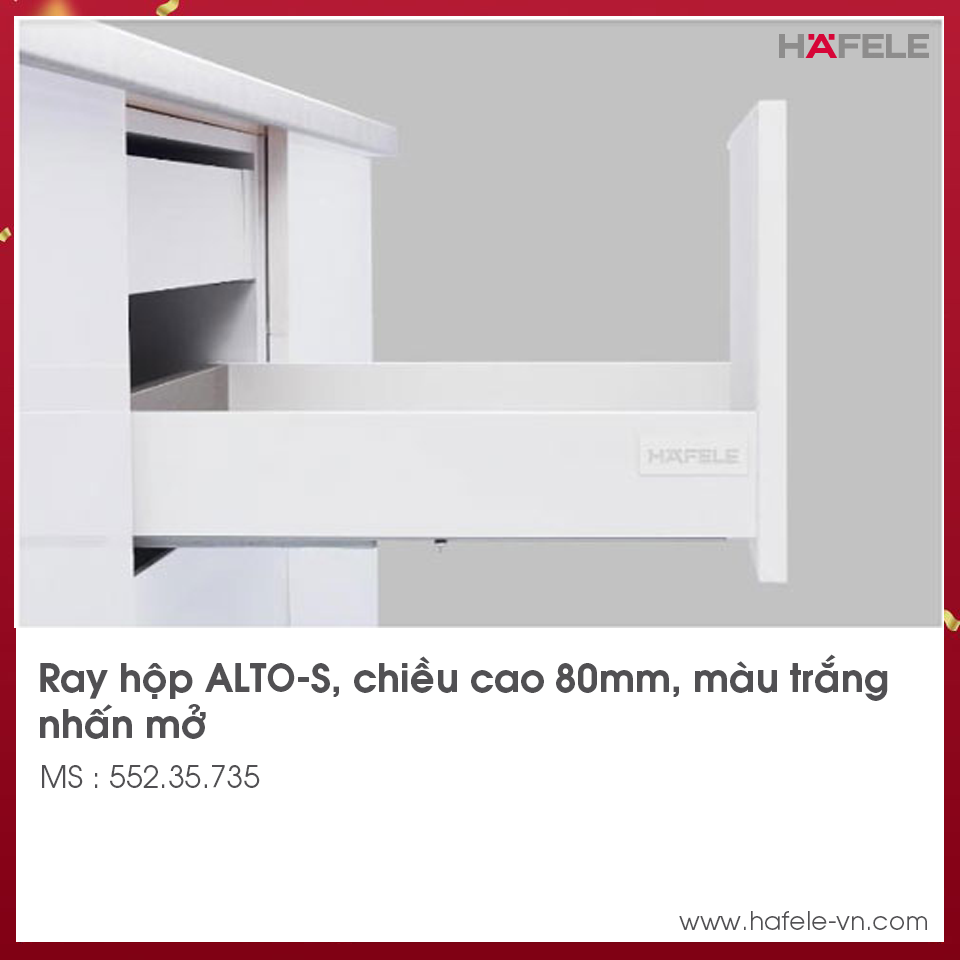 Ray Hộp Alto-S Nhấn Mở H80mm Hafele 552.35.735