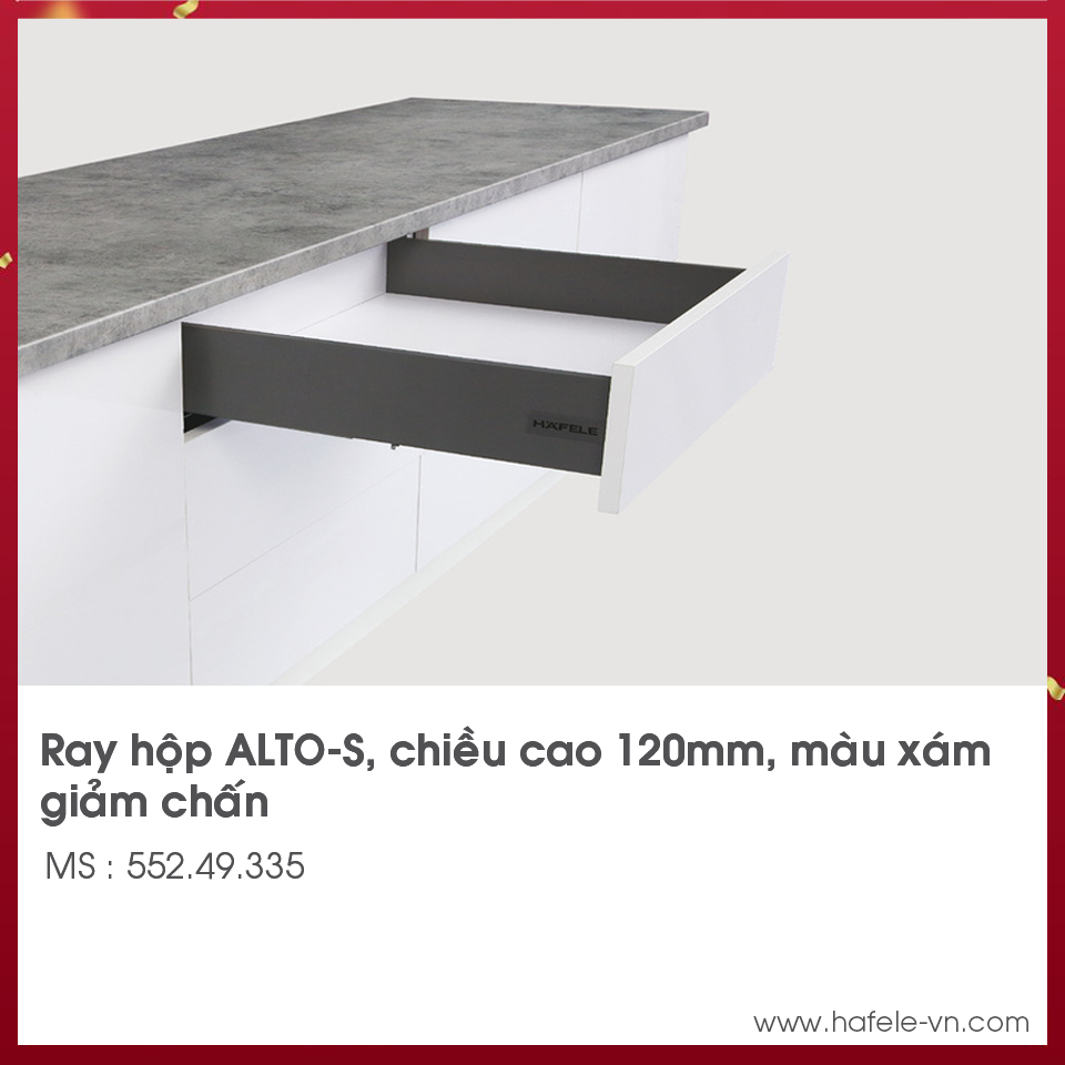Ray Hộp Alto-S Giảm Chấn H120mm Hafele 552.49.335