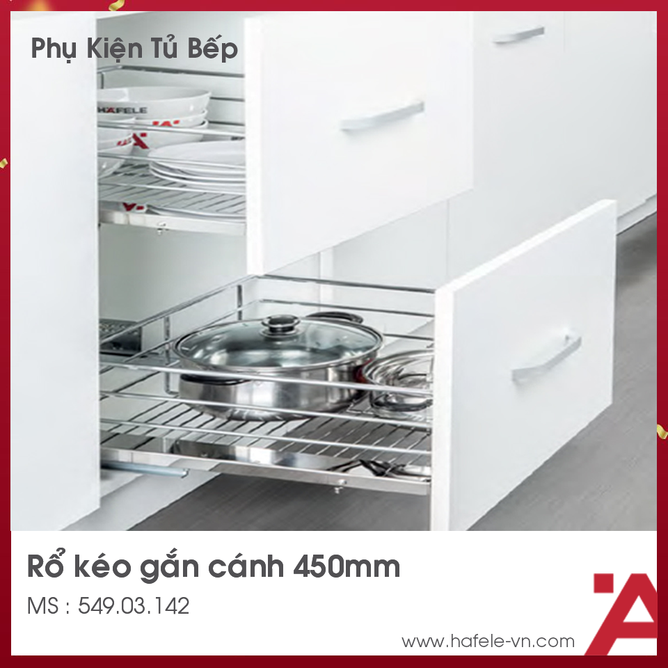 Rổ Kéo Cửa Tủ Verona Series 450mm Hafele 549.03.142