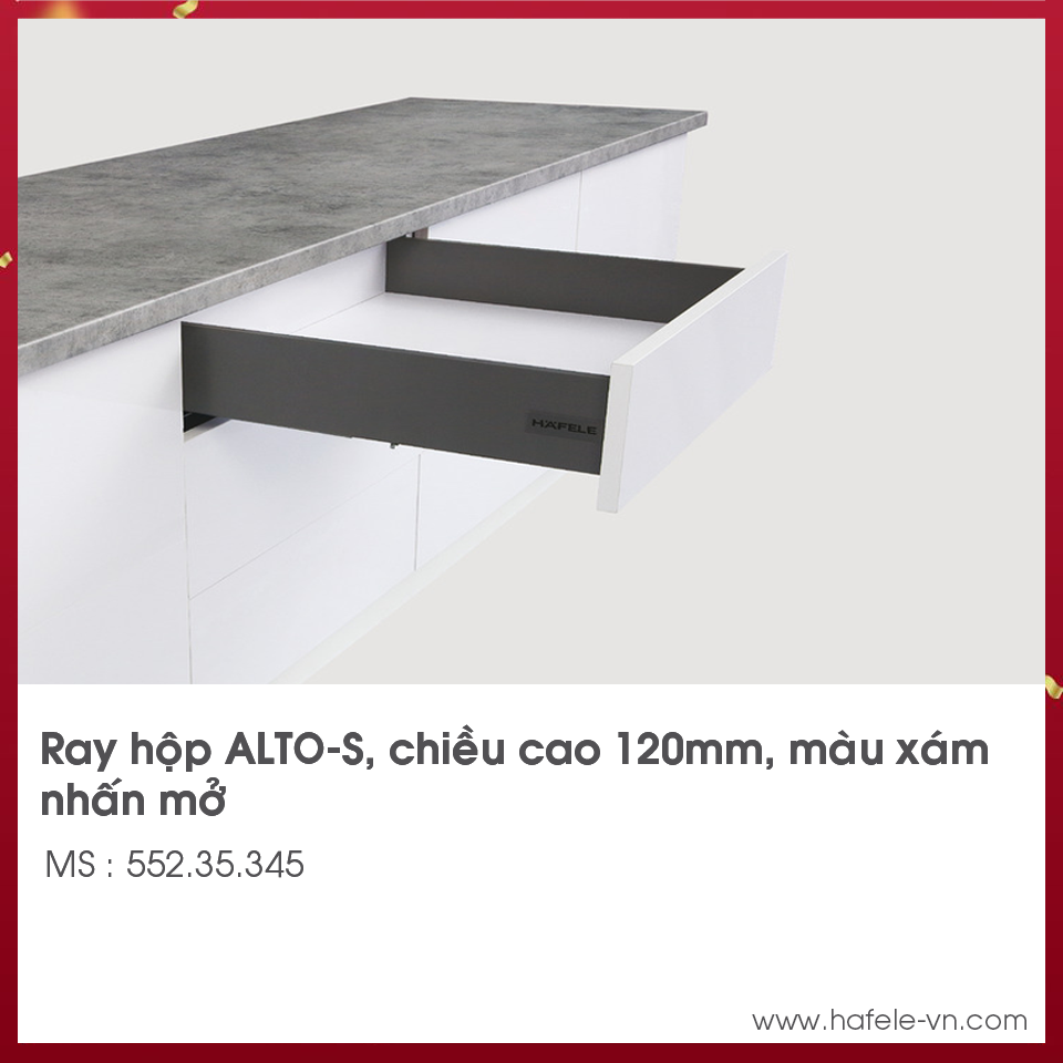 Ray Hộp Alto-S Nhấn Mở H120mm Hafele 552.35.345