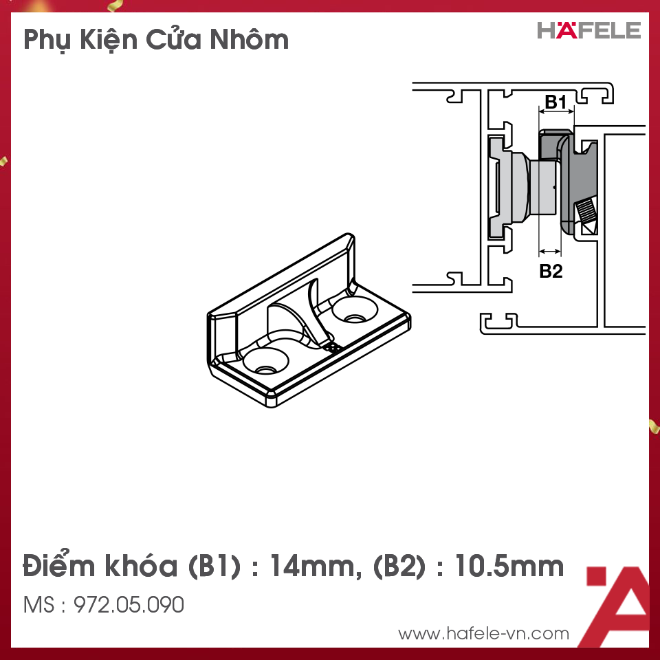 Điểm Khóa Cửa Nhôm Hafele 972.05.090
