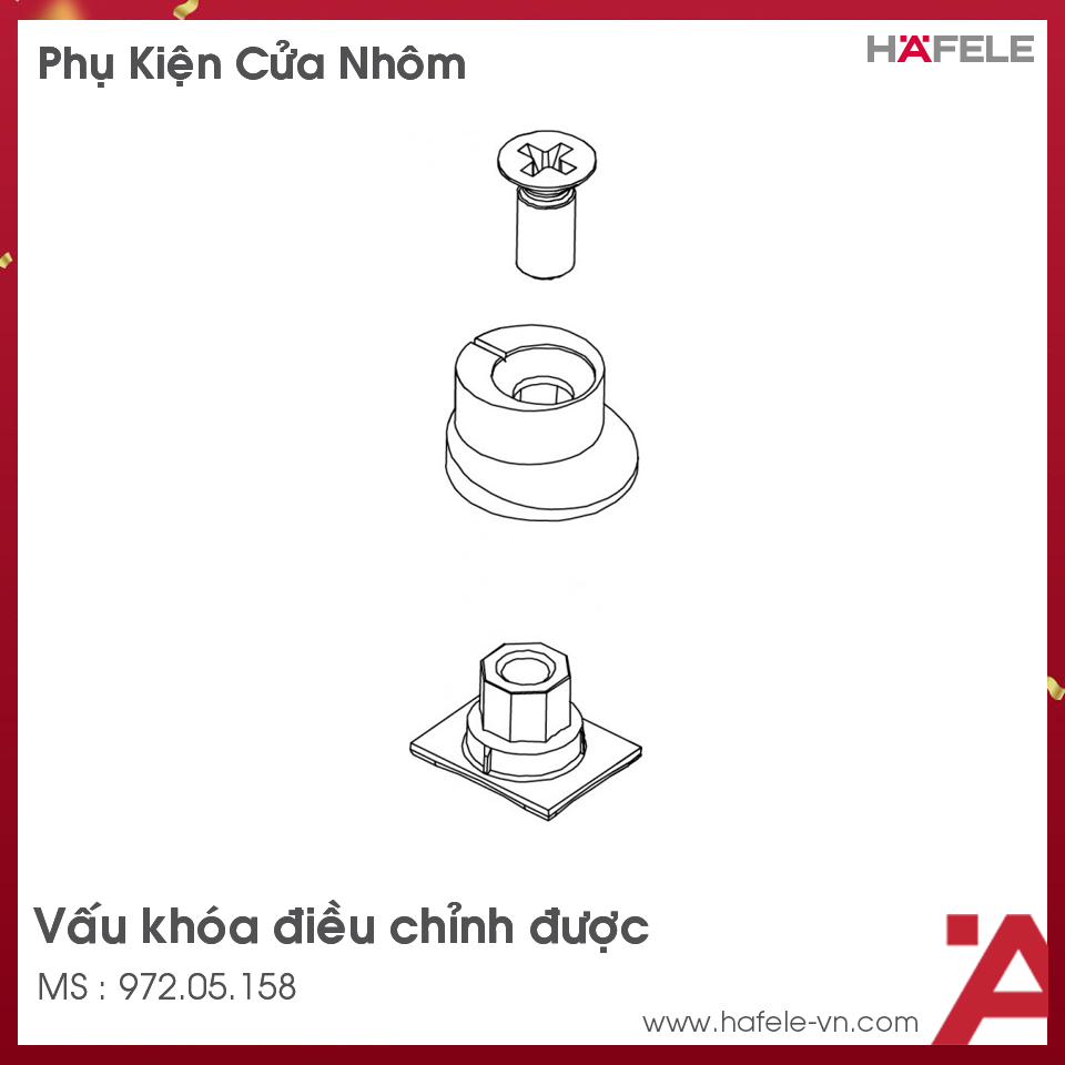 Vấu Khóa Cửa Nhôm Hafele 972.05.158