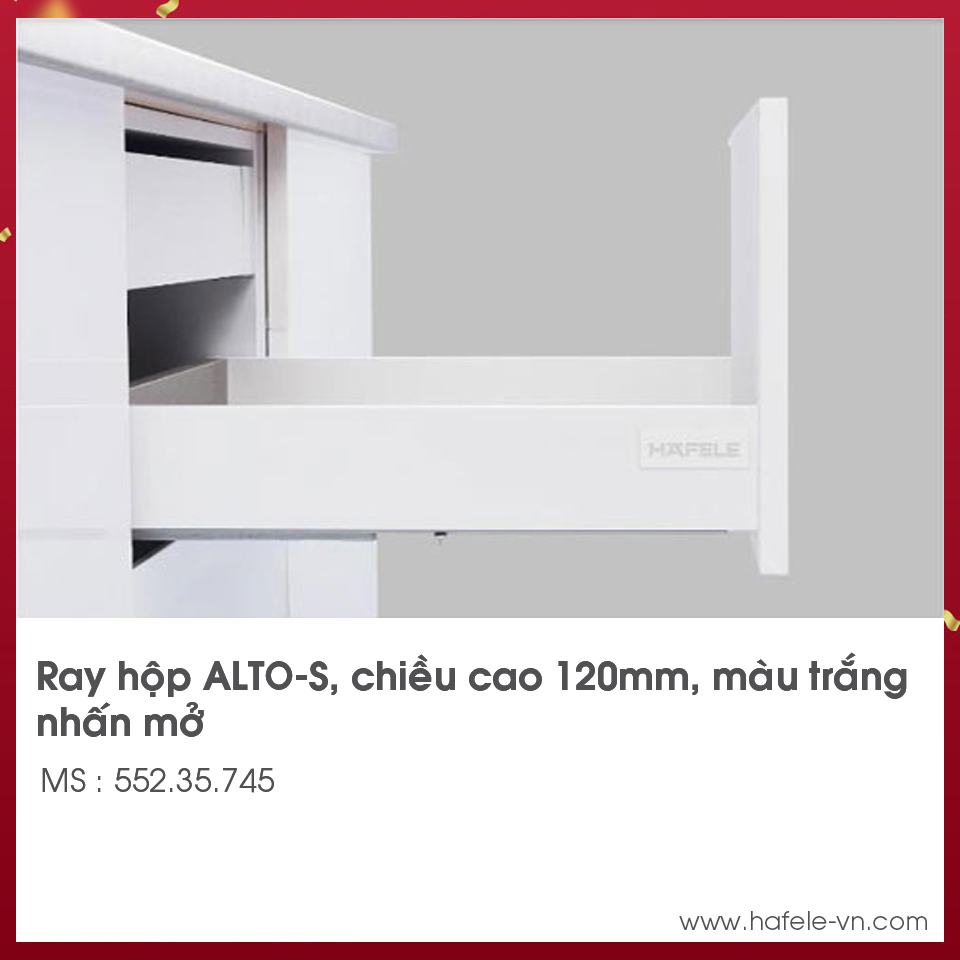 Ray Hộp Alto-S Nhấn Mở H120mm Hafele 552.35.745