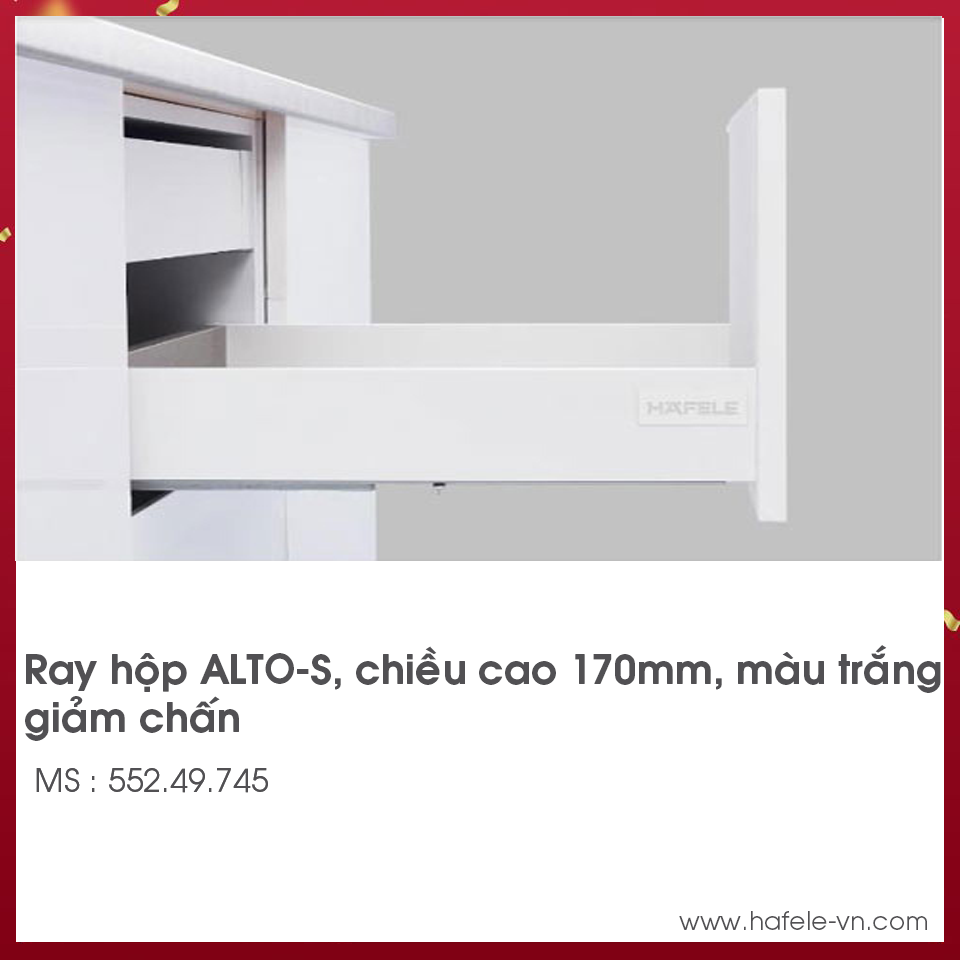 Ray Hộp Alto-S Giảm Chấn H170mm Hafele 552.49.745