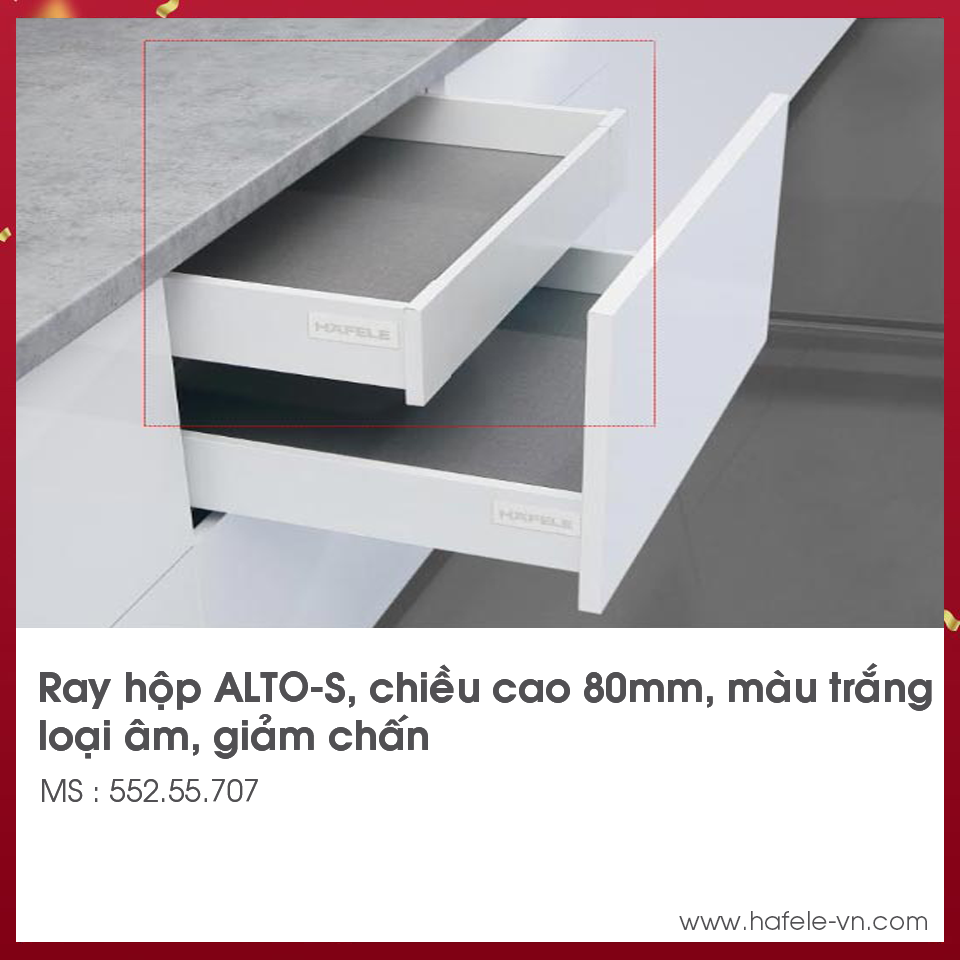 Ray Hộp Alto-S Giảm Chấn H80mm Hafele 552.55.707