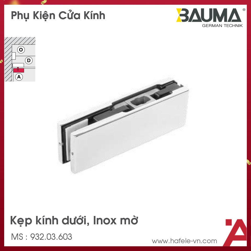 Kẹp Kính Dưới Cửa Kính Bauma 932.03.603