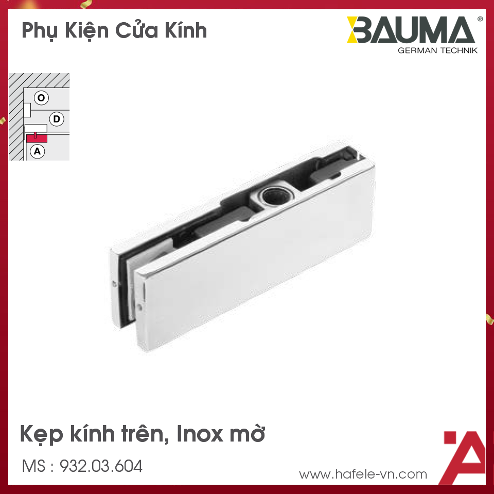 Kẹp Kính Trên Cửa Kính Bauma 932.03.604