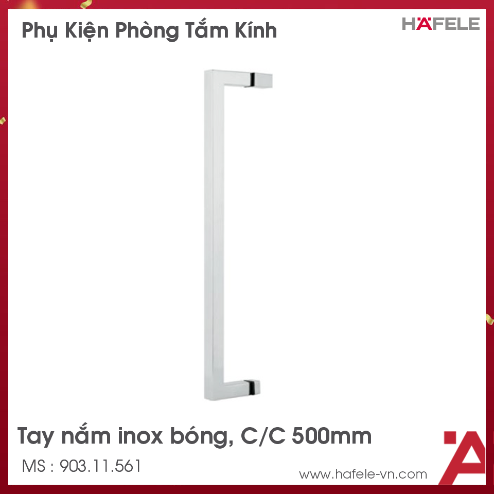 Tay Nắm Kéo Phòng Tắm Kính C/C 500mm Hafele 903.11.561