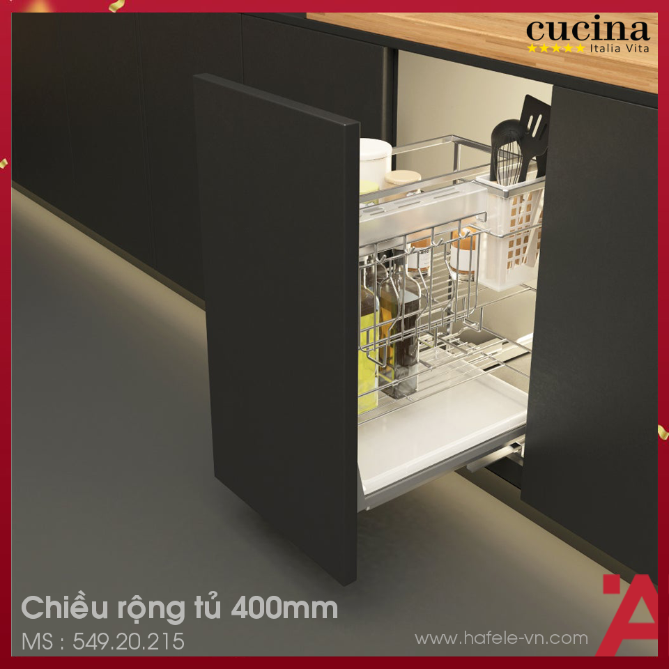 Bộ Đựng Dao Thớt Chai Lọ Sonata 400mm Cucina 549.20.215