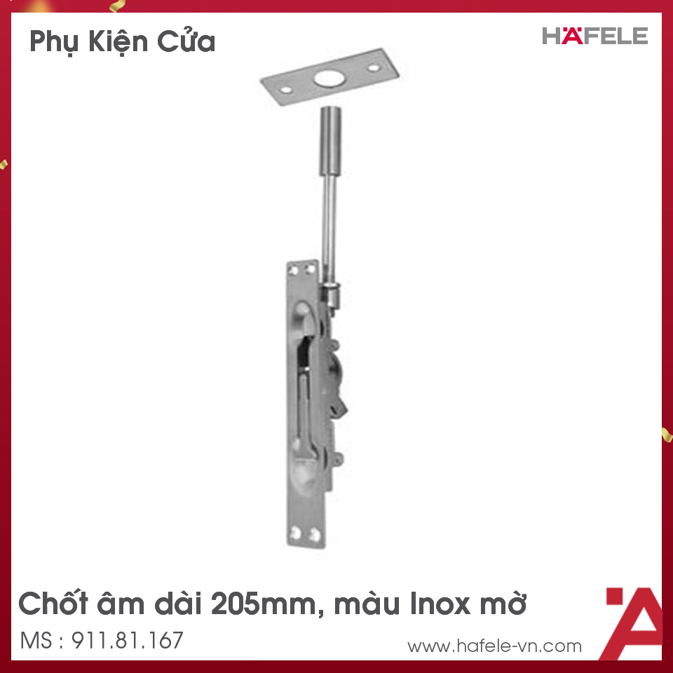 Chốt Âm 205mm Inox Mờ Hafele 911.81.167