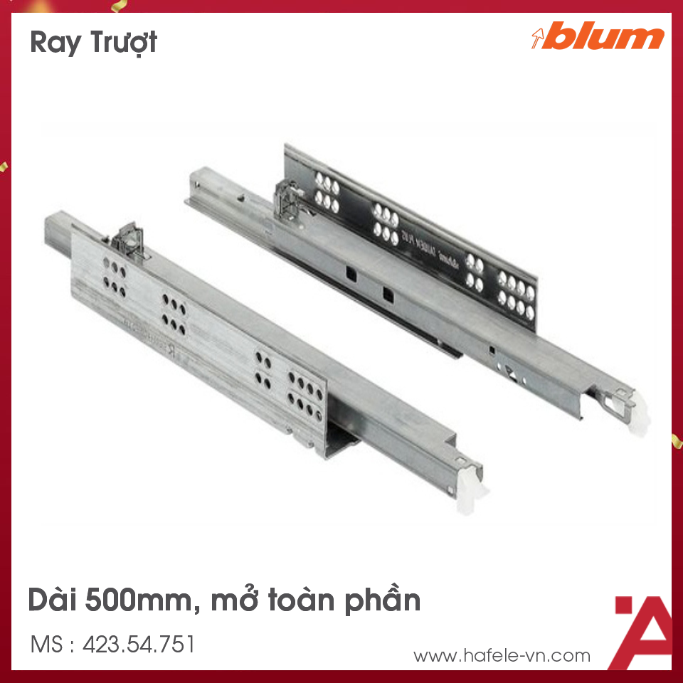 Ray Âm Giảm Chấn 500mm 560H5000B Blum 423.54.751