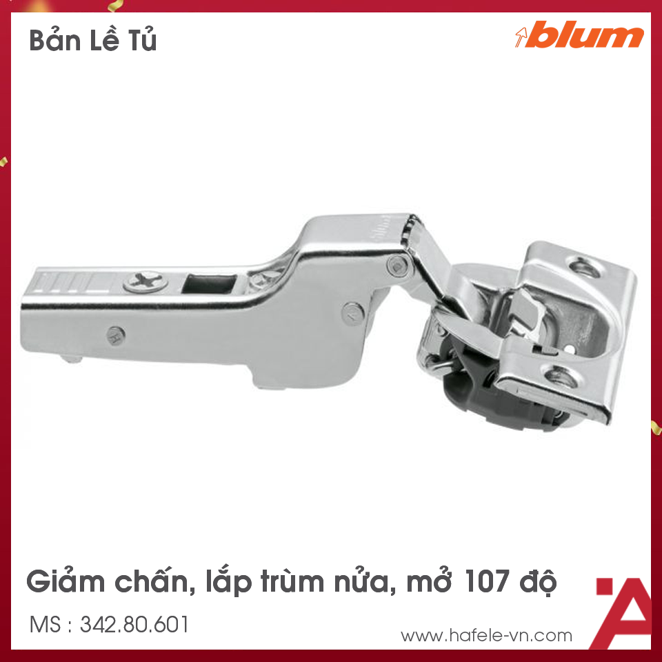 Bản Lề Clip Top Giảm Chấn 107º Trùm Nửa Blum 342.80.601