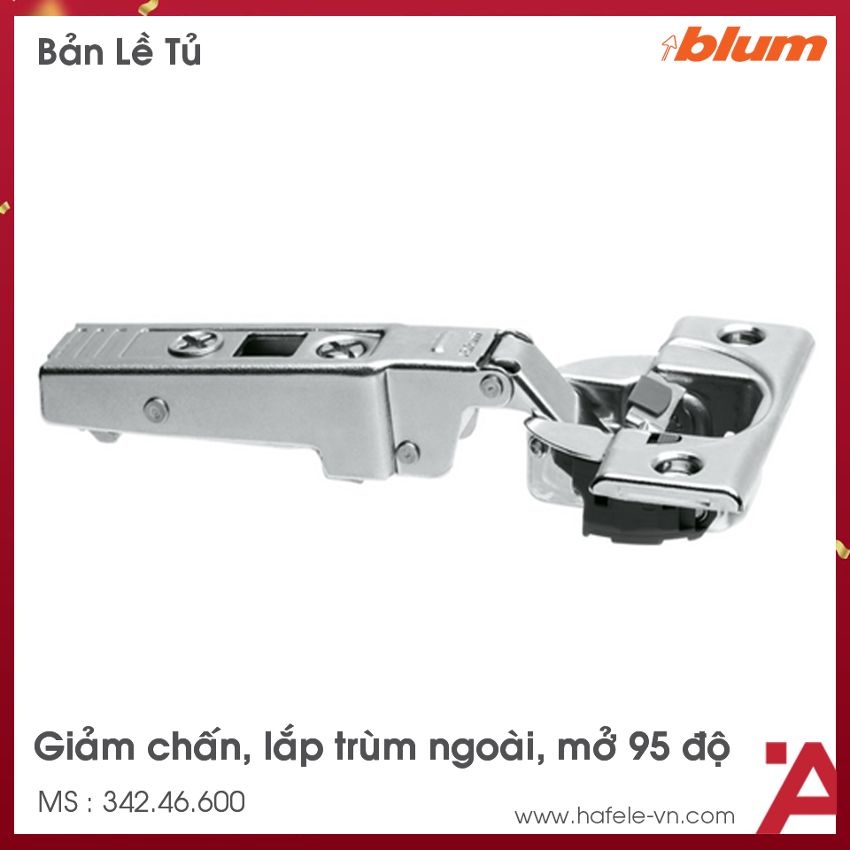 Bản Lề Clip Top Giảm Chấn 95º Trùm Ngoài Blum 342.46.600