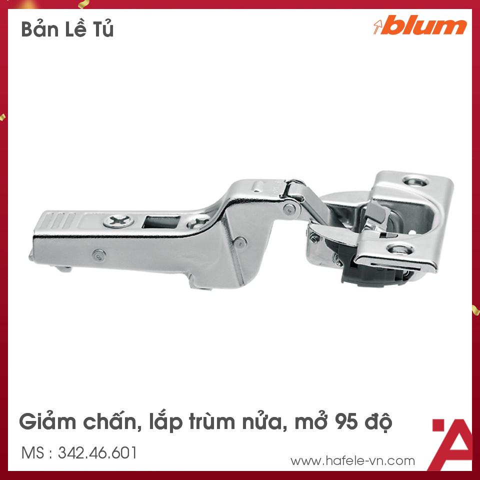 Bản Lề Clip Top Giảm Chấn 95º Trùm Nửa Blum 342.46.601