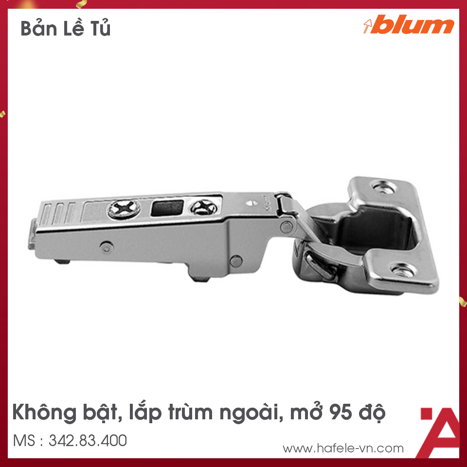 Bản Lề Cho Gỗ Dày 25mm Trùm Ngoài Không Bật Blum 342.83.400