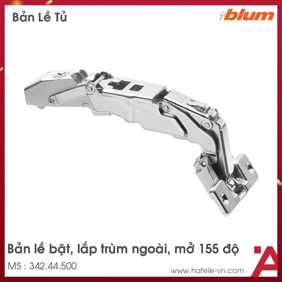 Bản Lề Tủ Cao Clip-Top 155º Trùm Ngoài Blum 342.44.500