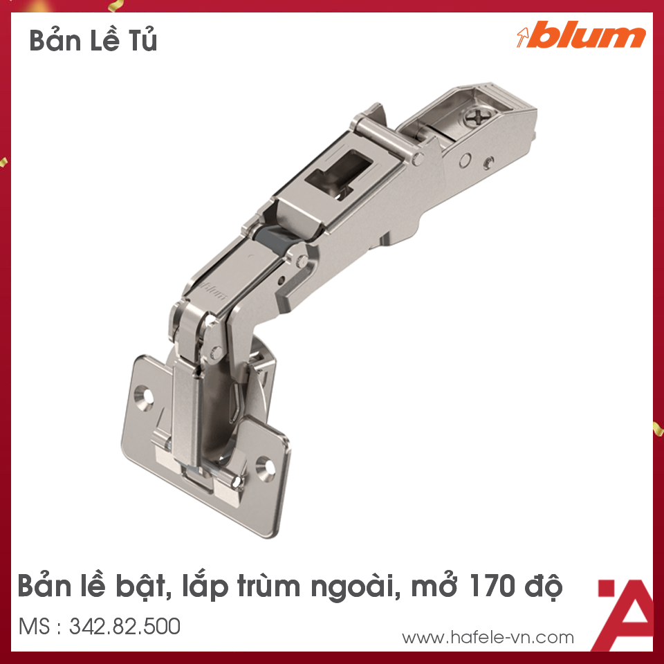Bản Lề Clip-Top 170º Trùm Ngoài Blum 342.82.500